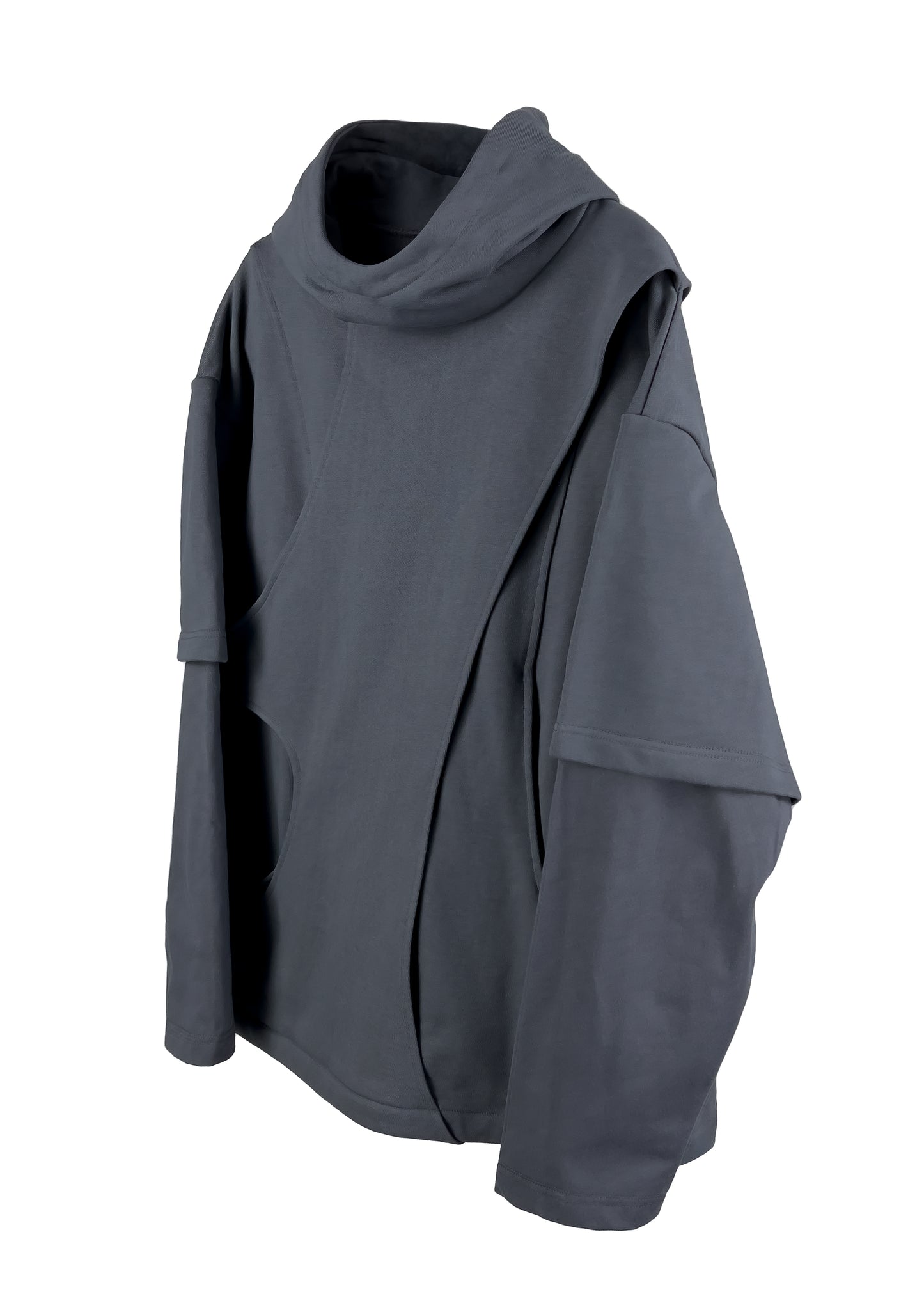 3 layer curved line hoodie